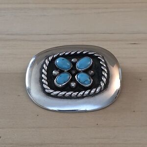 Native American Turquoise and Sterling Brooch
